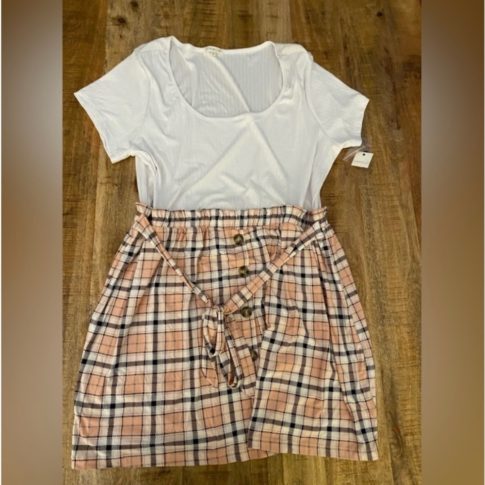 NWT Ultra Flirt Dress with Plaid Skirt
